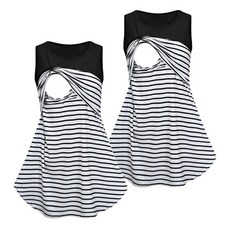 寬鬆版型條紋長版孕婦背心 2入