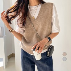 2nd Ground 女款基本版型V領寬鬆針織背心