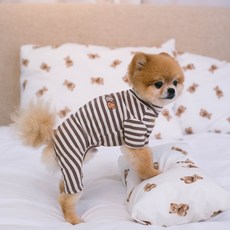 AMYLOVESPET 狗狗條紋高領連身衣, 棕色, 1個