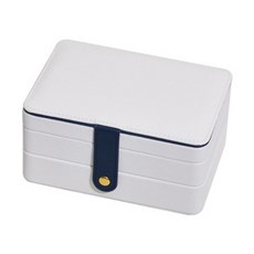 Subluna 2層多功能PU皮革珠寶盒, 白色, 1個