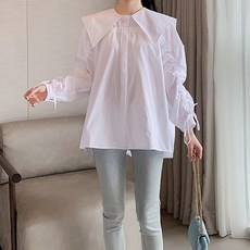 寬鬆孕婦長袖襯衫