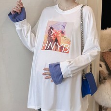 Oversize時尚印花孕婦上衣