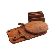 Stella Holmes柚木原木砧板B組合4件組, 砧板圓形+基本方形+圓形方形支架+砧板架, 1組