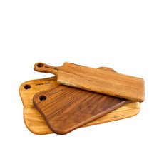 Stella Holmes柚木鍍金砧板 3件組 A, 1套, 菜板長款修身+圓形方形中號+圓形方形大號