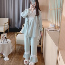Min Sung Company孕婦蕾絲荷葉邊睡衣組