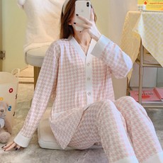 Minsung Company 孕婦V領格紋睡衣套裝