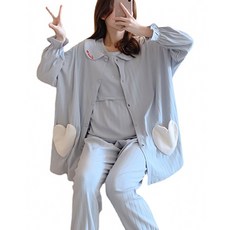 Min Sung Company孕婦愛心口袋睡衣 3件組