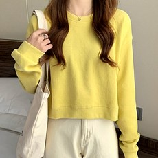 女款寬鬆素色大學T短版上衣