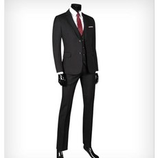 JEJE HOMME 男款黑色經典2釦西裝外套+口袋巾組合