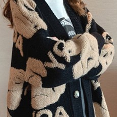 에스텔라 곰돌이 포인트 따듯하고 두꺼운 임산부 가디건 LIK009