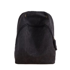 JH Company 復古紋理布質後背包, 黑色