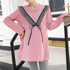 임산부 루즈핏 리본장식 긴팔 티셔츠