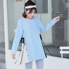 임산부 라운드넥 포인트리본 긴팔 티셔츠