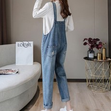 임산부 데일리룩 오버롤 데님 멜빵바지