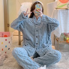 Minsung Company麻花紋熊熊口袋孕婦睡衣