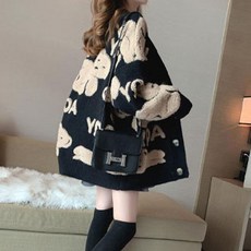 여성용 패션 귀여운 곰돌이 캐주얼 임부복 가디건