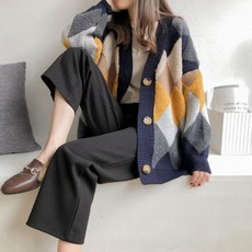 여성용 패션 그물무늬 니트 임부복 가디건