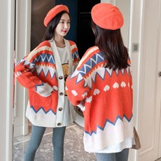 여성용 패션 루즈 핏 스웨터 임부복 가디건