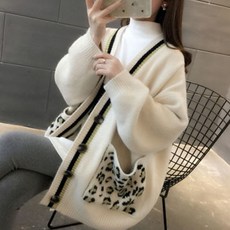 여성용 패션 캐주얼 브이넥 롱 니트 가디건