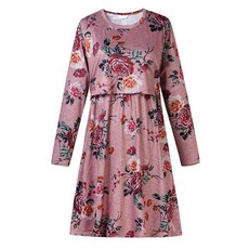 Damon 孕婦歐洲玫瑰長袖連身裙