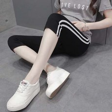 孕婦7分內搭褲 兩線