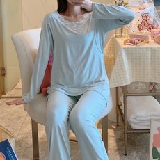 哺乳產後室內蕾絲睡衣套裝