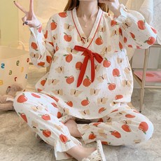 V領蘋果蝴蝶睡衣套裝