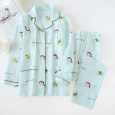 파인애플 패턴 임산부 파자마 상하의 세트