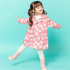 HAS 微笑花朵滌綸女孩雨衣