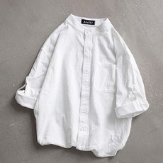 男士 I Love Home 亨利領捲袖襯衫