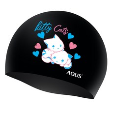 AQUS Kitty Cats 矽膠泳帽 AC26A21, 黑色