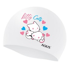 AQUS Kitty Cats 矽膠泳帽 AC26A21, WHT