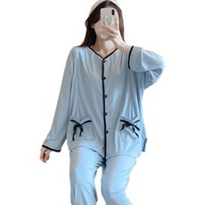 임산부 단색 리본 잠옷