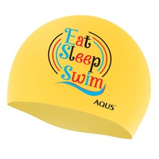 AQUS 吃睡游泳 矽膠泳帽 AC13A21, 黃色, 1個