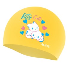 AQUS Kitty Cats 矽膠泳帽 AC26A21, YEL