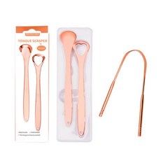 Mibill口腔清潔舌苔刷 玫瑰金 3件組, 1個