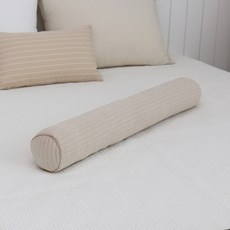 RIN'S HOME 絎縫線條圓柱純棉抱枕, 淺褐色