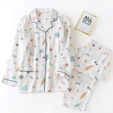 루나글램 가제 산후조리 면 수유 임부복 상하 세트