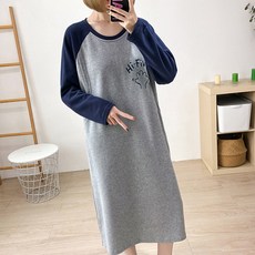 孕婦拼色長袖連身裙