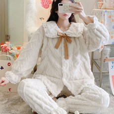 Min Sung Company泡泡袖蝴蝶結孕婦睡衣上下套裝