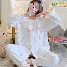 Minseong Company 2007年 白花 孕婦睡衣 上下兩件套裝