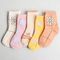 GGOMZI 兒童雛菊中筒襪5雙組