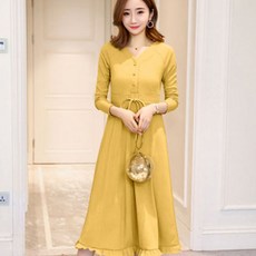 孕婦排扣荷葉邊連身裙