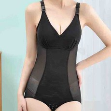 產後春夏款肩帶可調式附胸墊連身美體衣