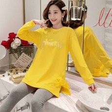 겟잇블루 패션 임산부 라운드넥 리본포인트 롱 티셔츠