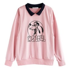 孕婦拼色領長袖上衣