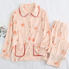 Estella條紋水蜜桃睡衣上下套裝