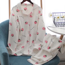 Estella草莓字母清新孕婦睡衣上下套裝