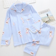 Estella清爽兔子圖案睡衣上下套裝