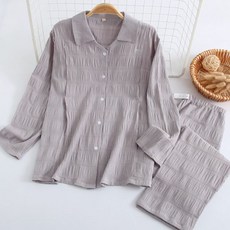 Estella簡約皺褶圖案孕婦睡衣上下套裝